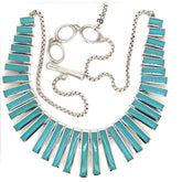 Sterling Silver Rectangle Turquoise Link Necklace - 18"